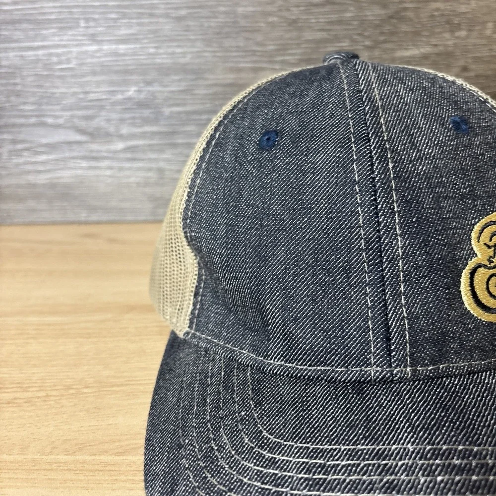 Panera Hat Cap Strap Back Blue Denim Mesh Trucker Embroidered Patch Adjustable